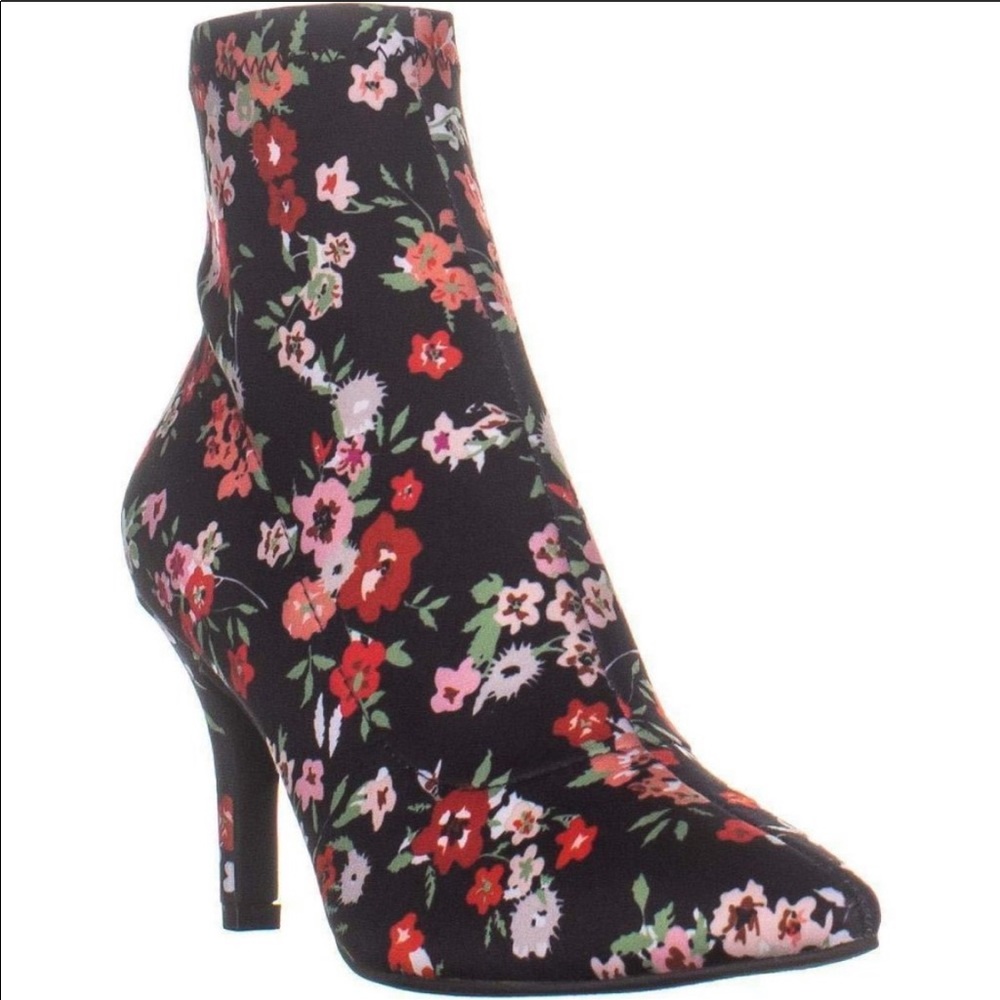 INC Bray Micro floral Pull On Sock Booties 10.5